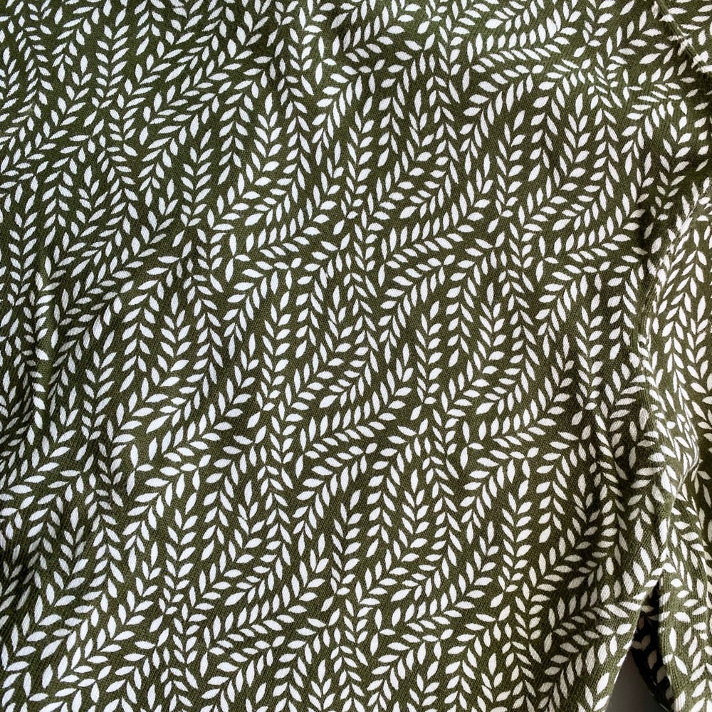 Lands' End Olive and Cream Leaf Cardigan - Picture 5 of 7